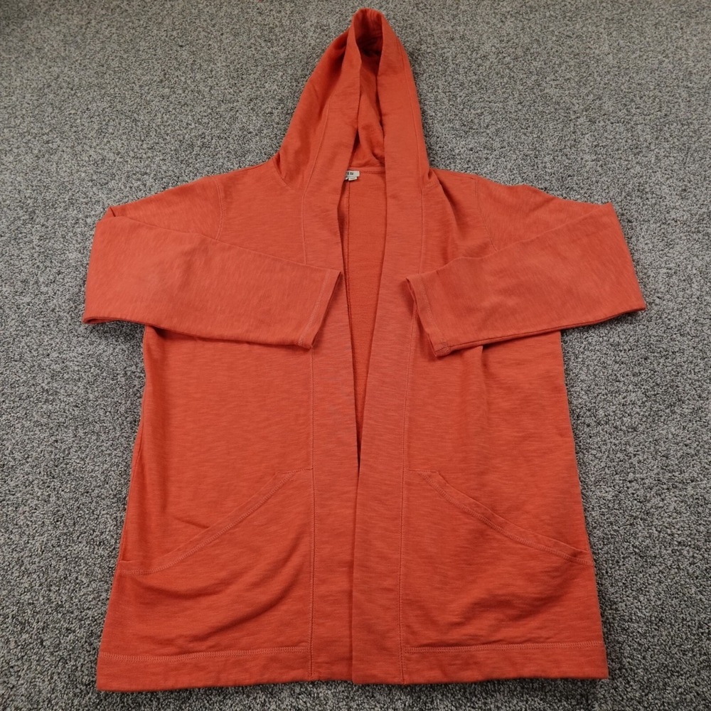 Orvis Cardigan Womens M Orange Heather‎ Open Sweater Sweatshirt Hoodie Jacket